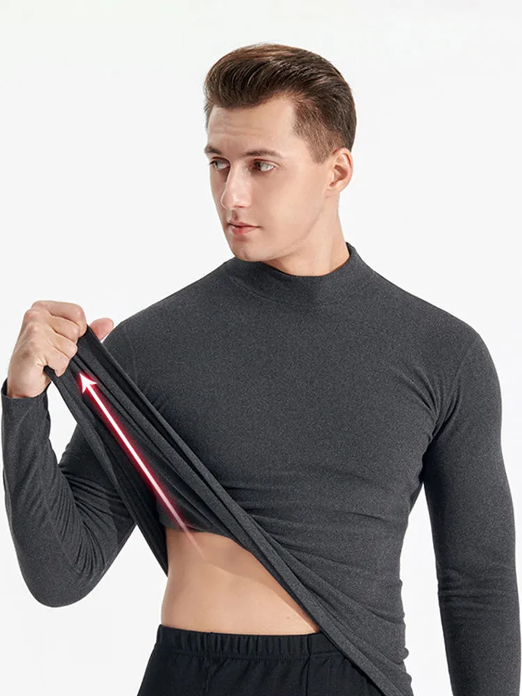 Mid-neck Men's Fleece Warm Bottoming Top T-shirt