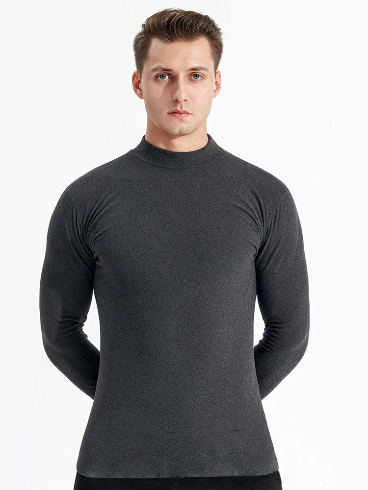 Mid-neck Men's Fleece Warm Bottoming Top T-shirt