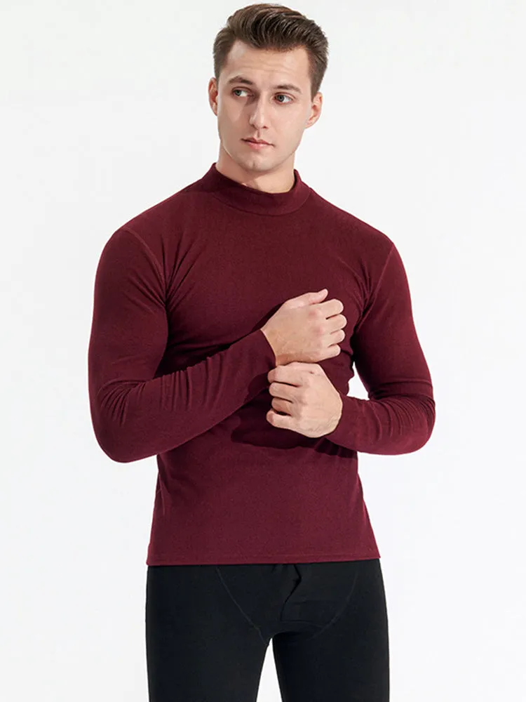 Mid-neck Men's Fleece Warm Bottoming Top T-shirt