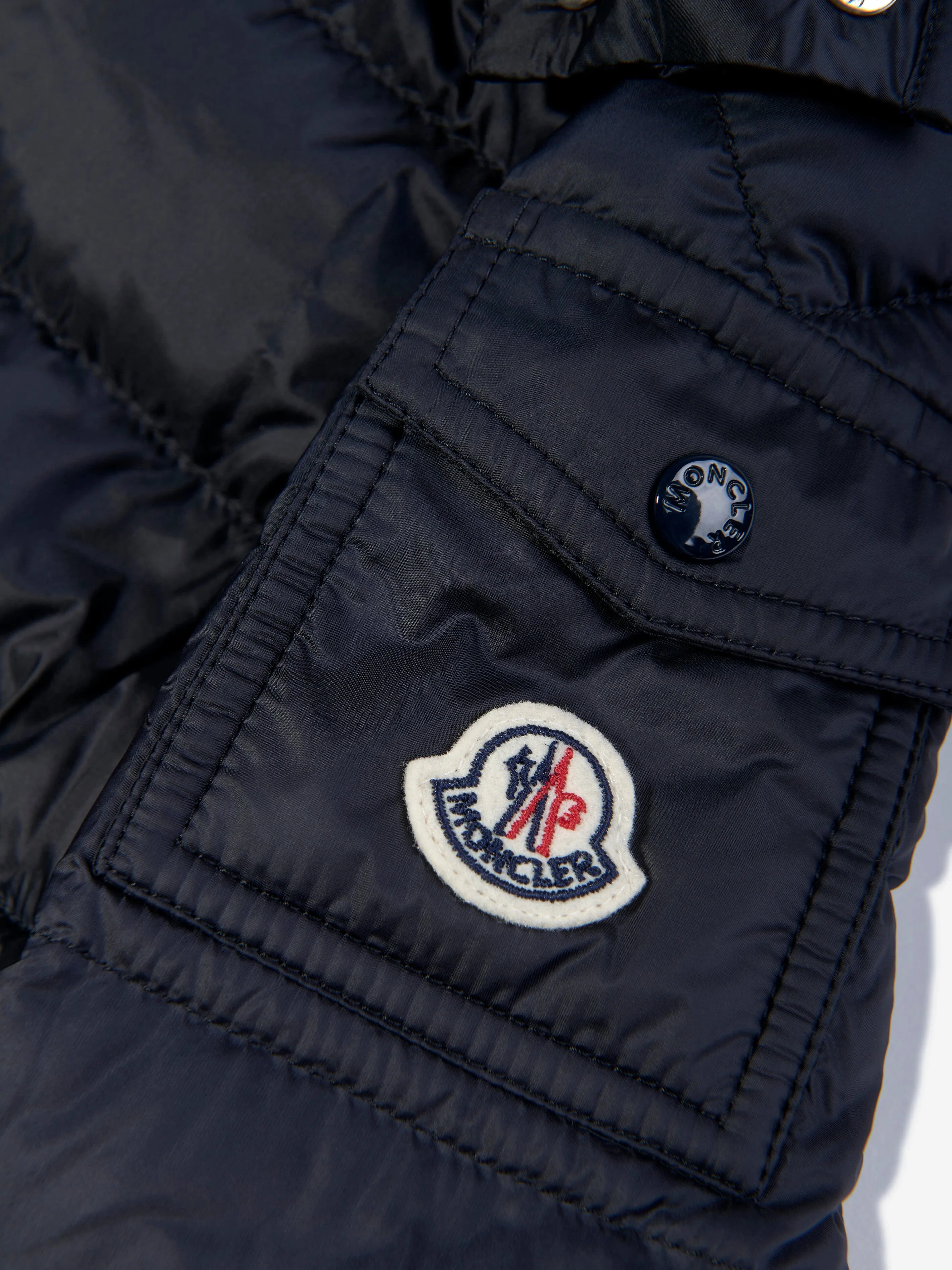 Moncler Enfant Girls Down Padded Meillon Long Parka in Navy