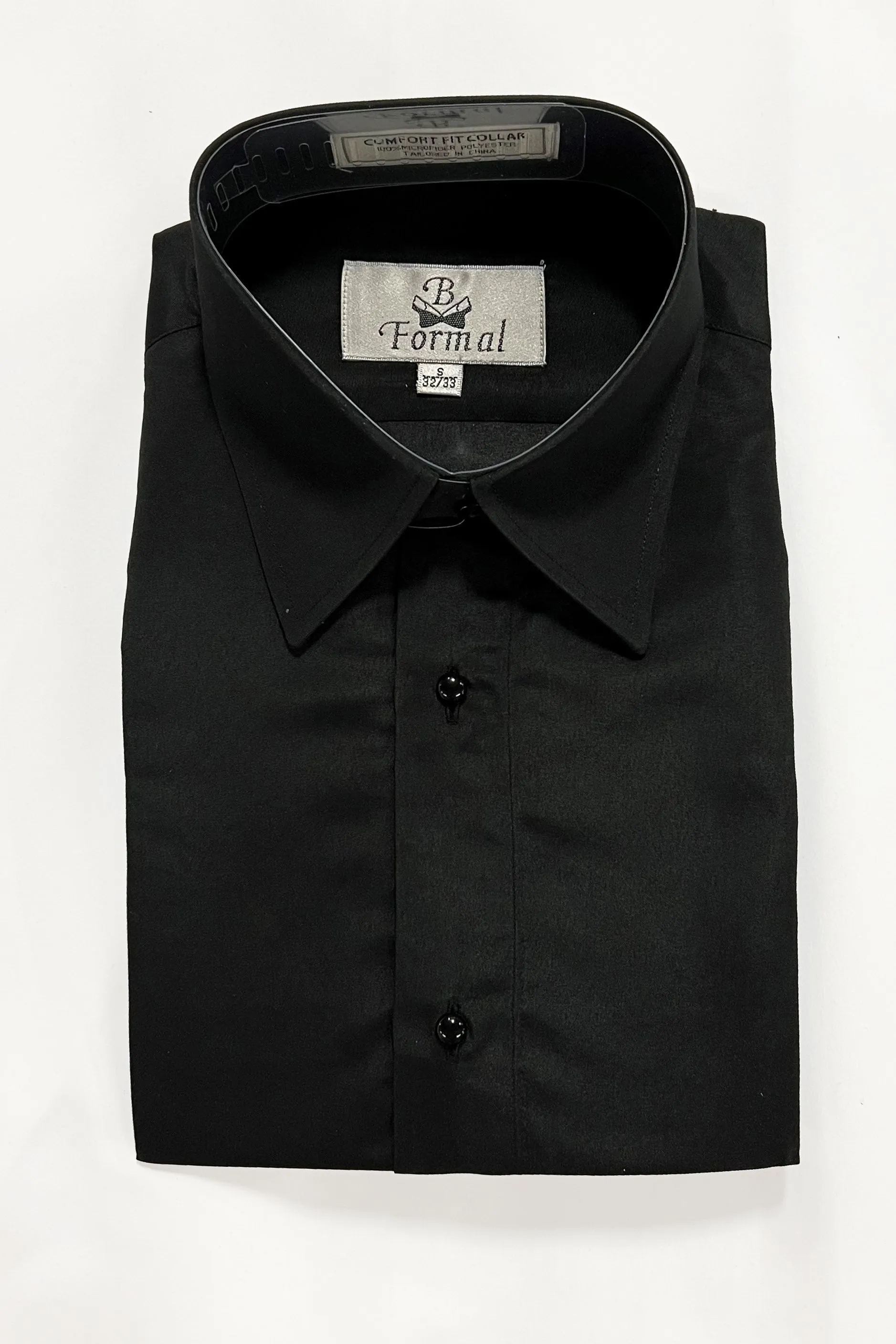 New Black Laydown Collar Tuxedo Shirt