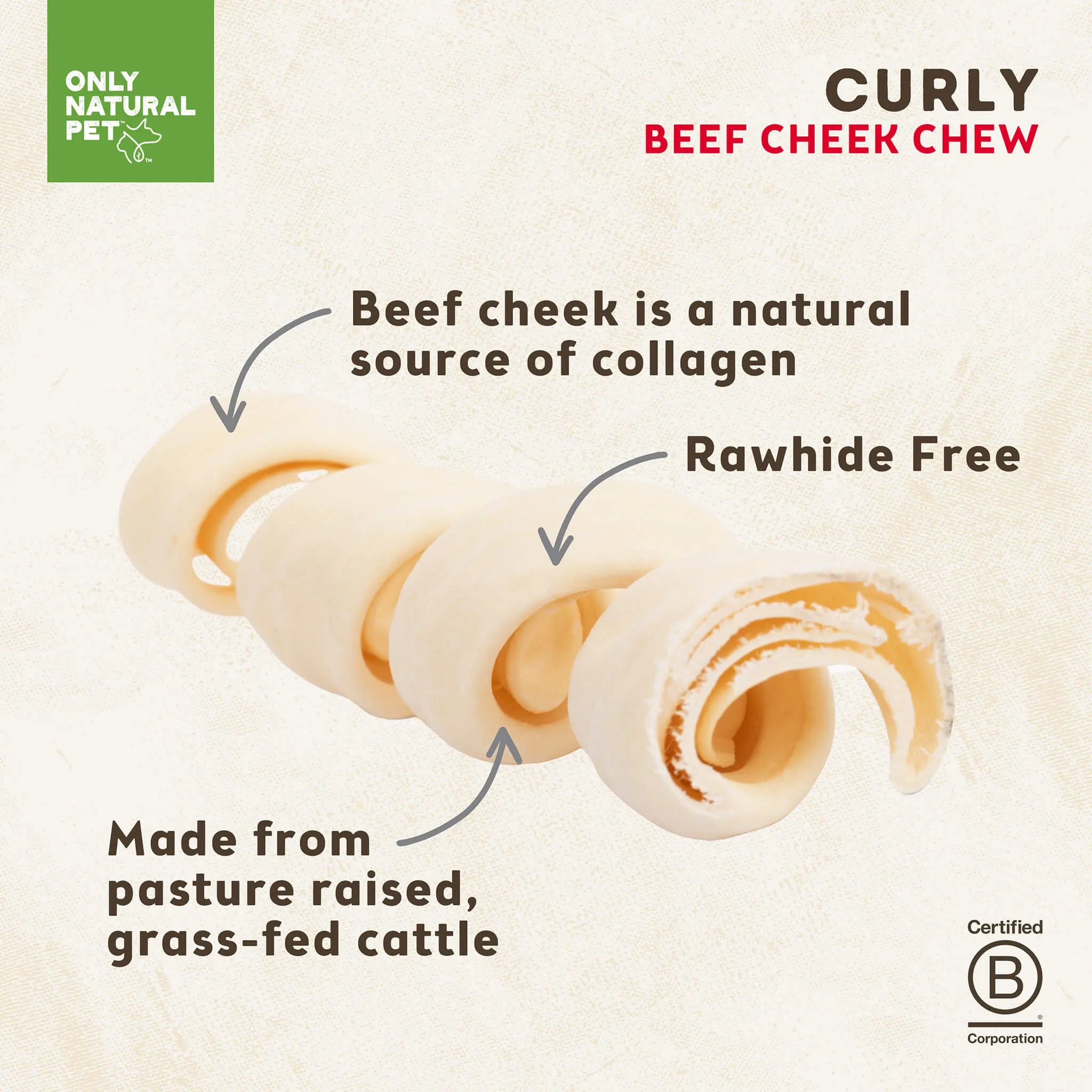 Only Natural Pet Curly Beef Cheek Dog Chew