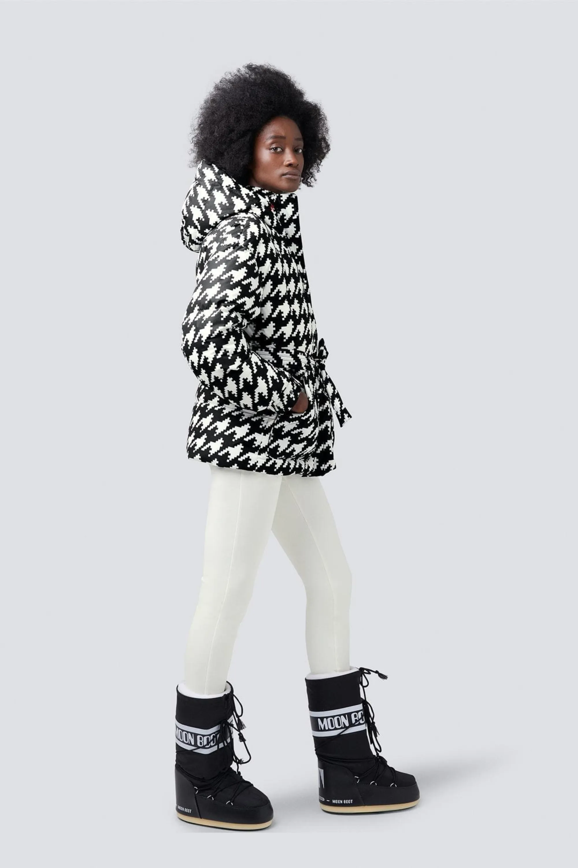 Over Size Parka II Print Houndstooth