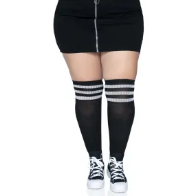 Over the Knee Athletic Socks -1x/2x - Black/white