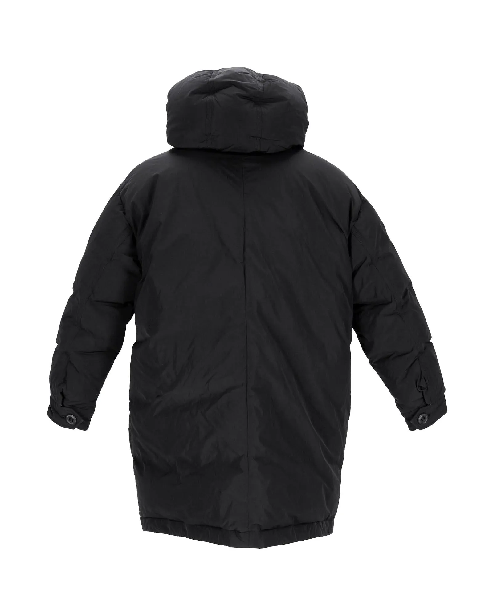 Oversized Black Polyester Puff Parka with Silver Lining