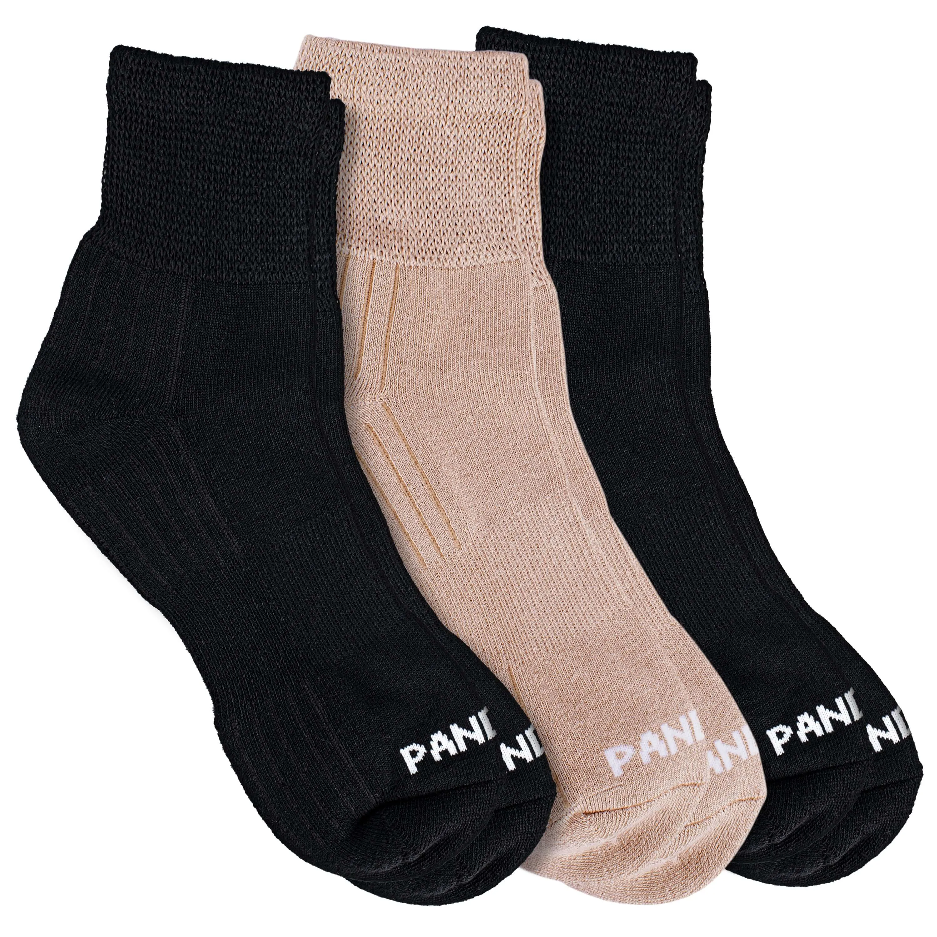 PANDERE Ankle Socks with Relaxed Fit Tops - Bundle of 3 pair