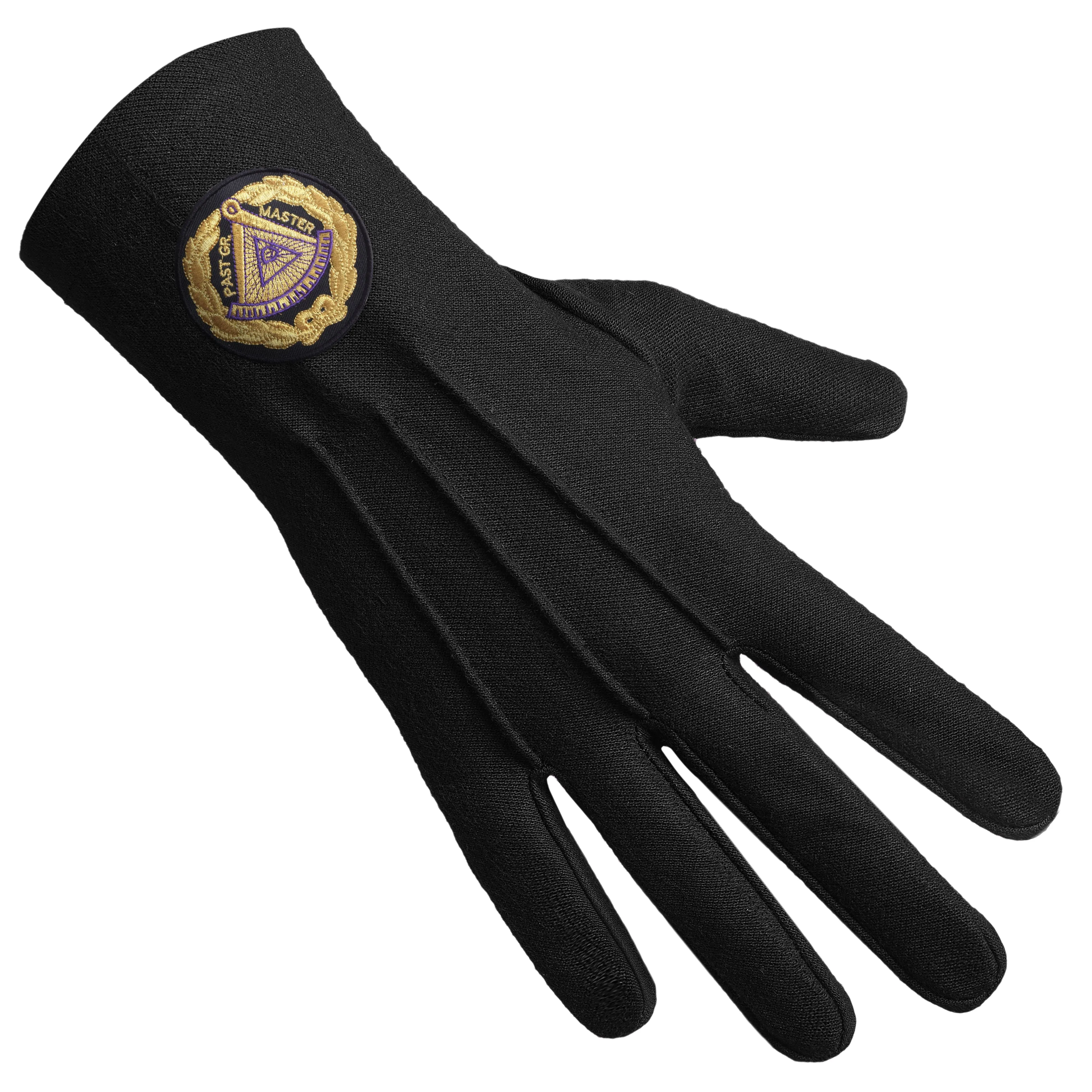 Past Grand Master Blue Lodge Gloves - Pure Cotton With Black Patch