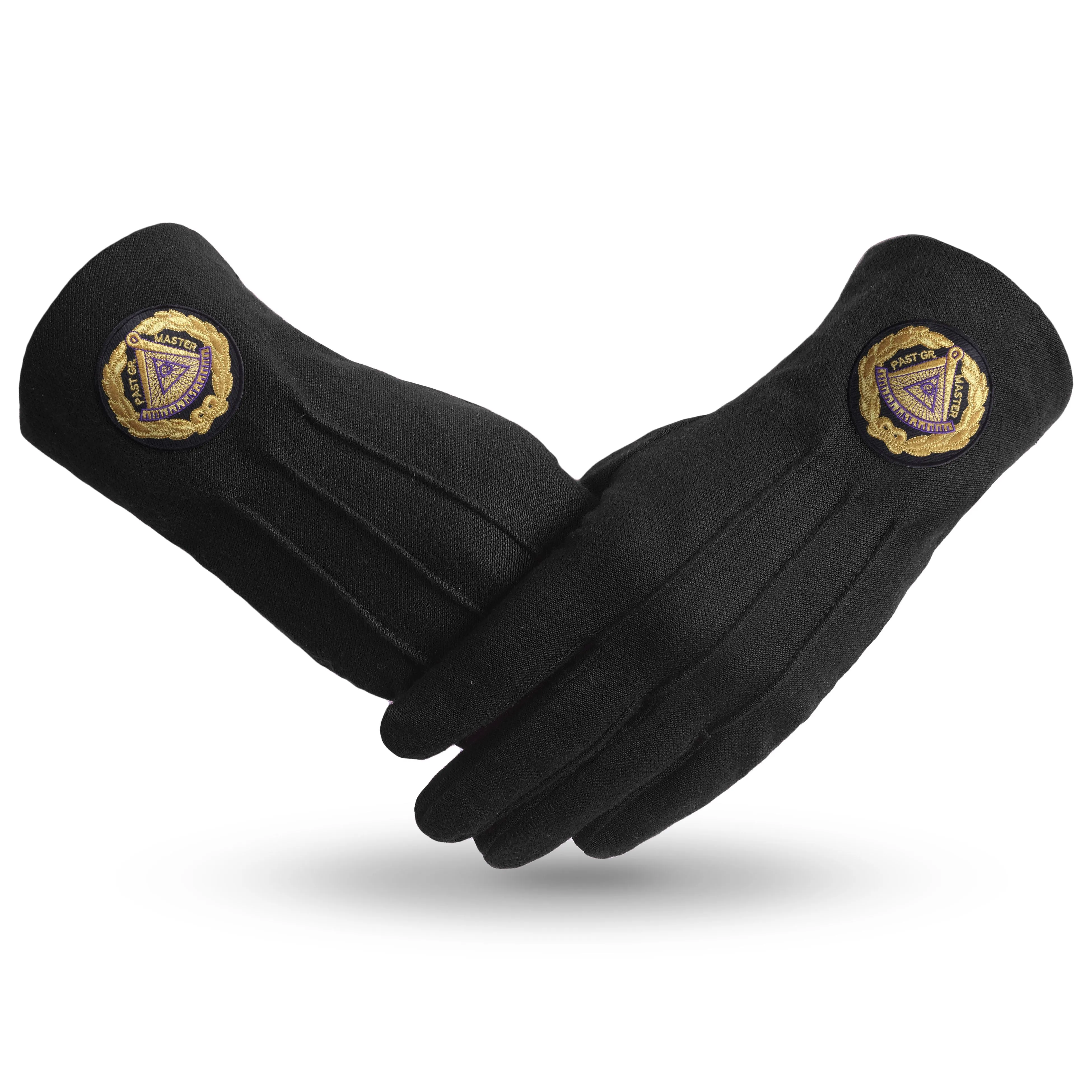 Past Grand Master Blue Lodge Gloves - Pure Cotton With Black Patch