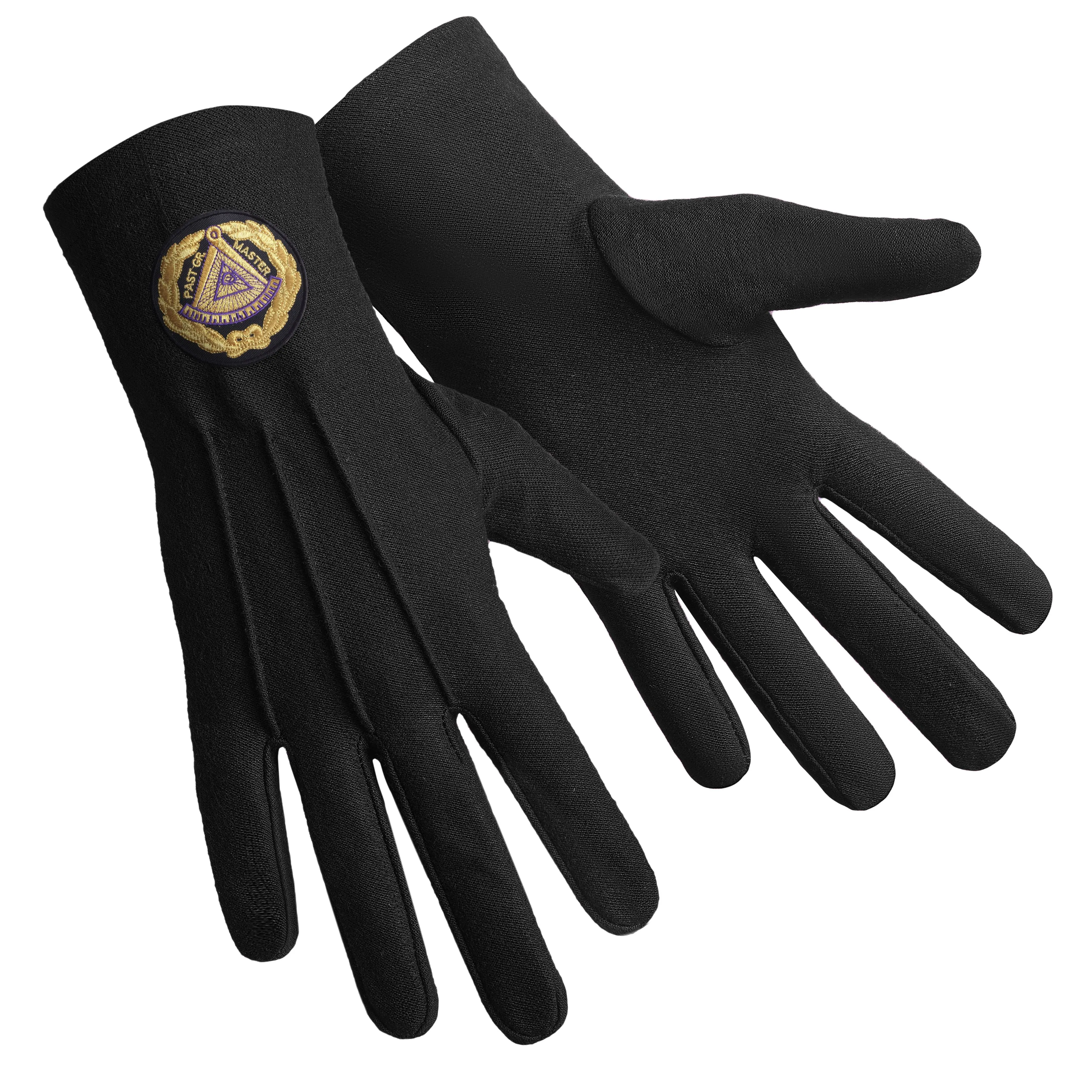 Past Grand Master Blue Lodge Gloves - Pure Cotton With Black Patch