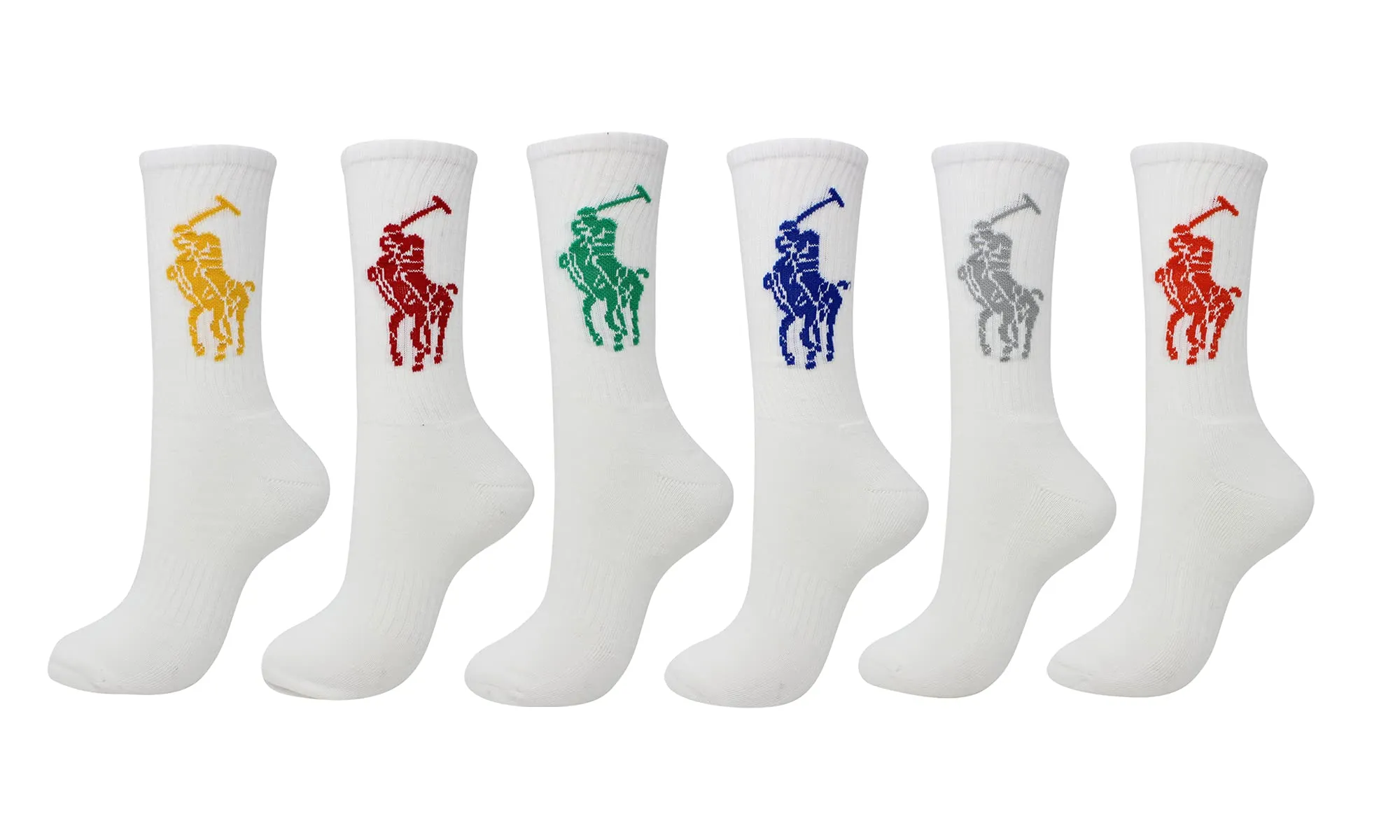 Polo Ralph Lauren Men's 6-Pack Multi Color Crew Sock