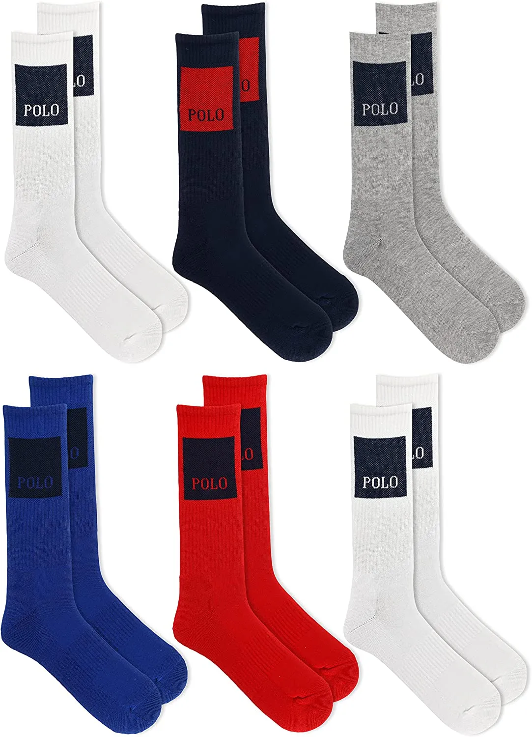 Polo Ralph Lauren Men's 6-Pack Multi Color Crew Sock