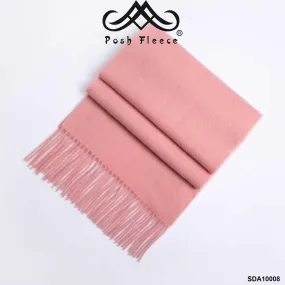 POSH FLEECE Pure Wool Scarf with Fringe Pink