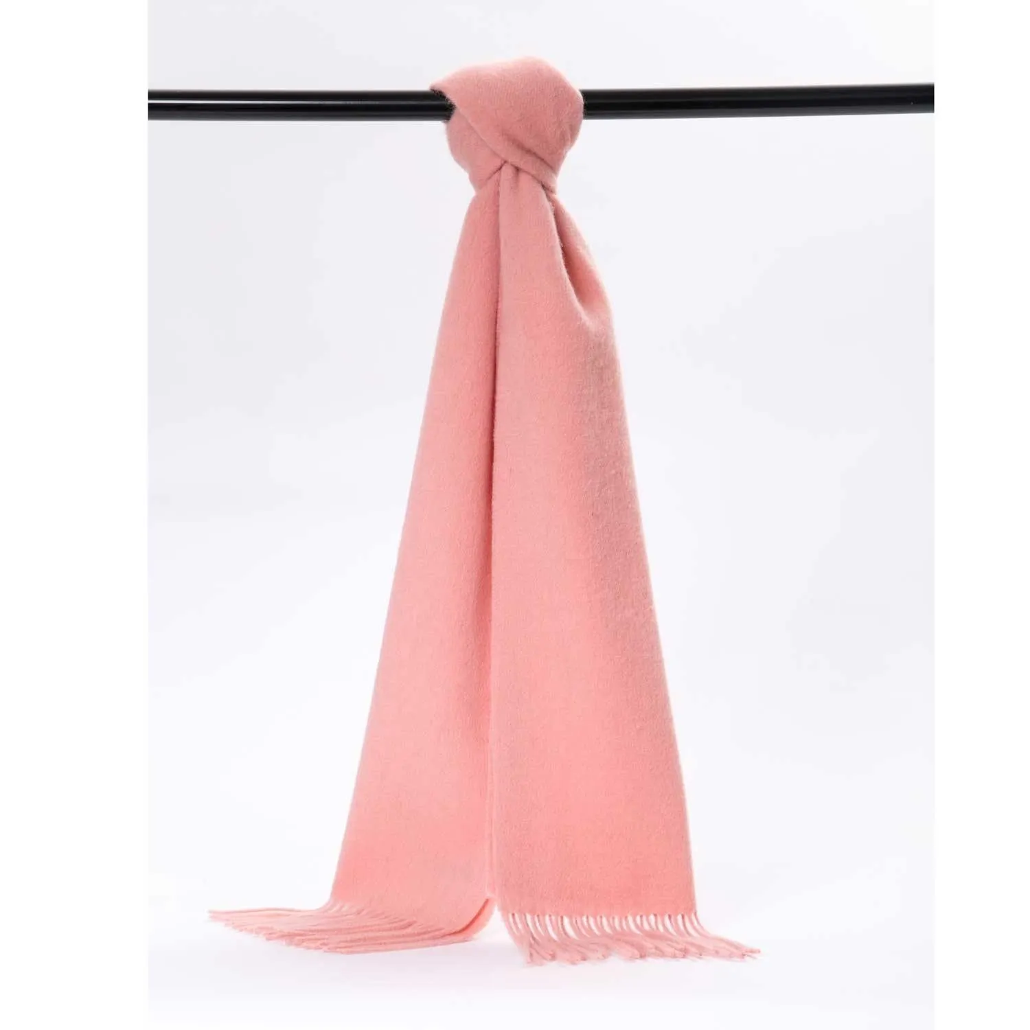 POSH FLEECE Pure Wool Scarf with Fringe Pink