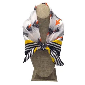 Prada White / Yellow / Orange / Black 2015 Bunny Arrow Print Square Silk Scarf