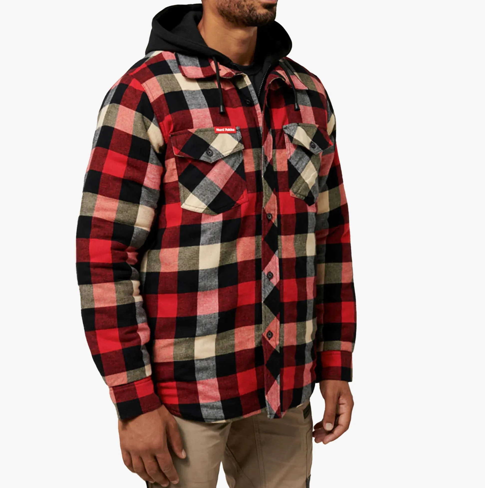 QUILTED FLANNEL Mens Shirt Jacket Red