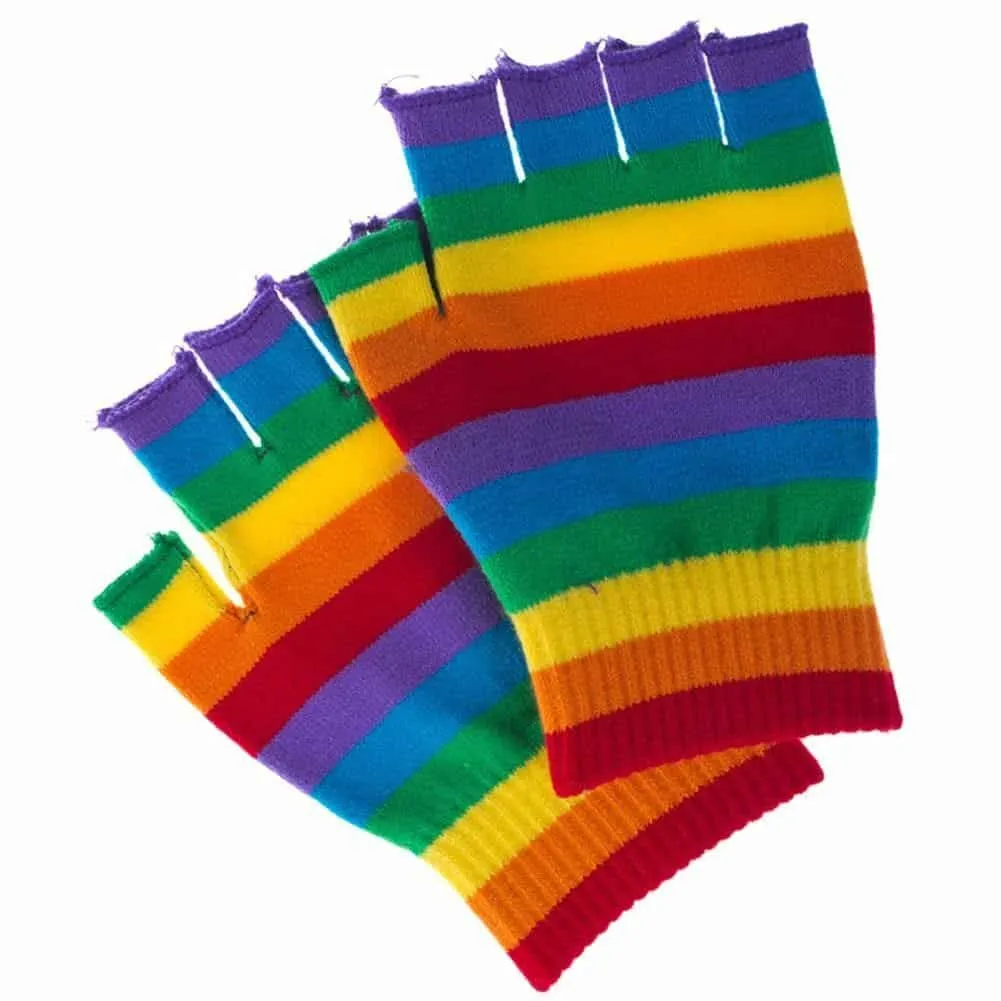 Rainbow Fingerless Gloves