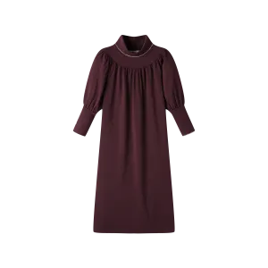 ROUND YOKE MAXI DRESS-MULBERRY