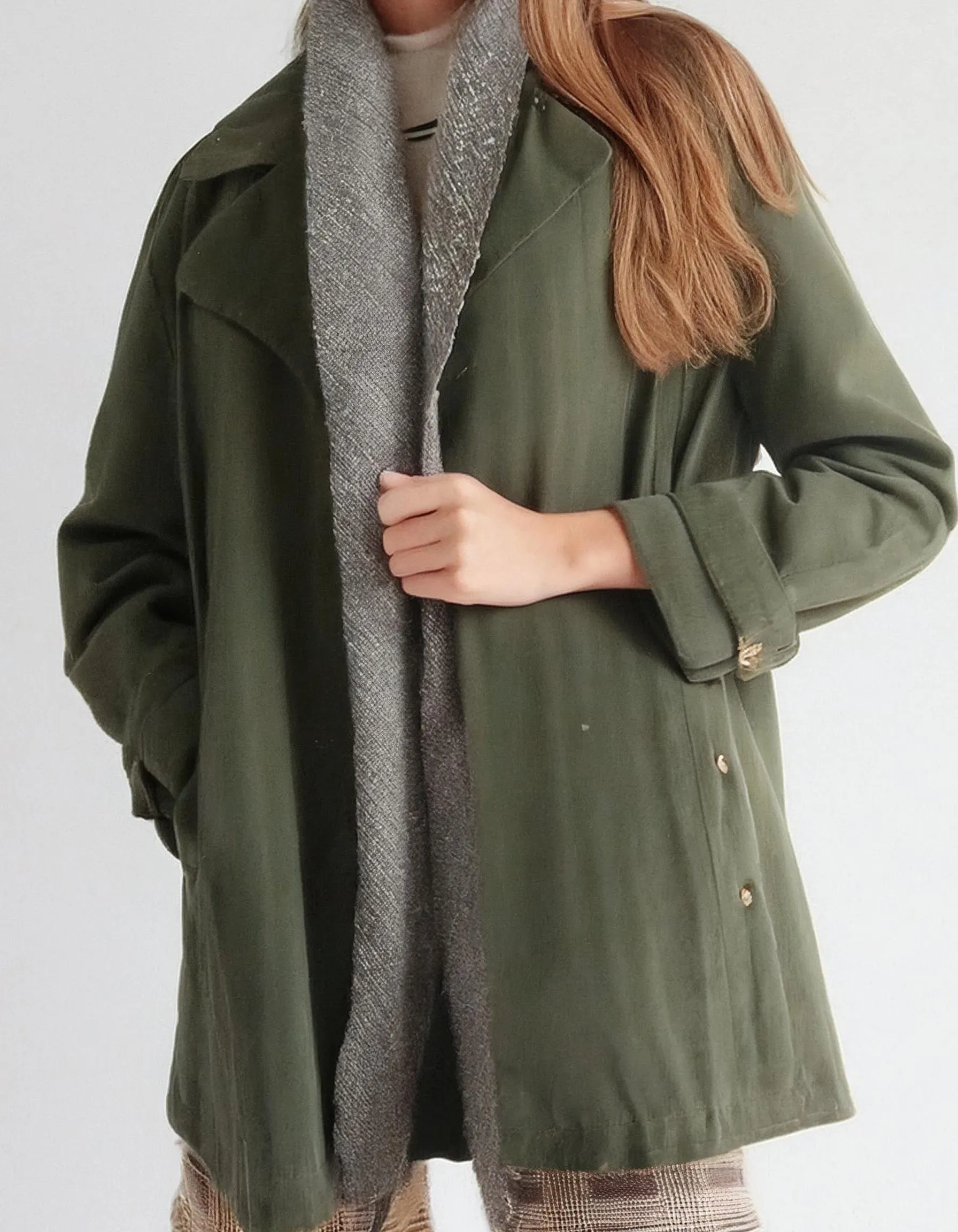 Sage Green Relaxed Trench Coats