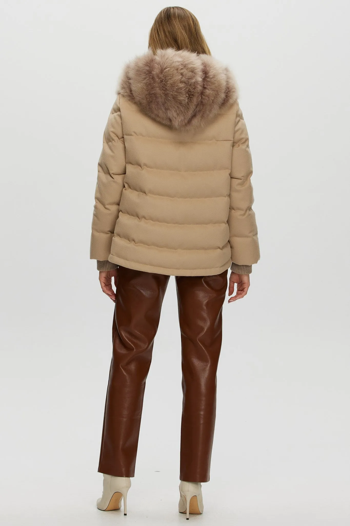 Select Cashmere Goat Quilted Down Parka with Loro Piana Cashmere Sleeves and Back