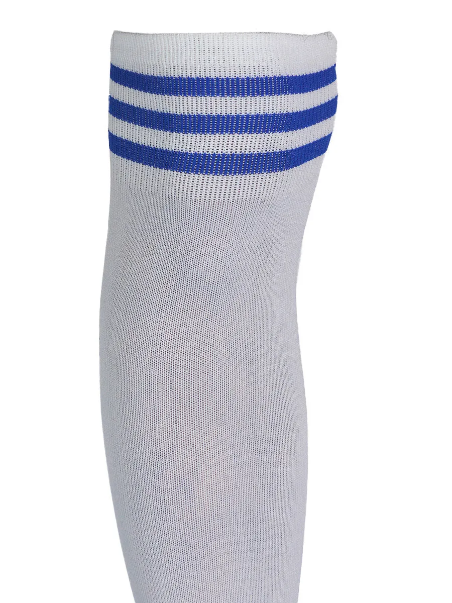 Solid Plain Soccer Socks - CDP - 501 - White / Blue