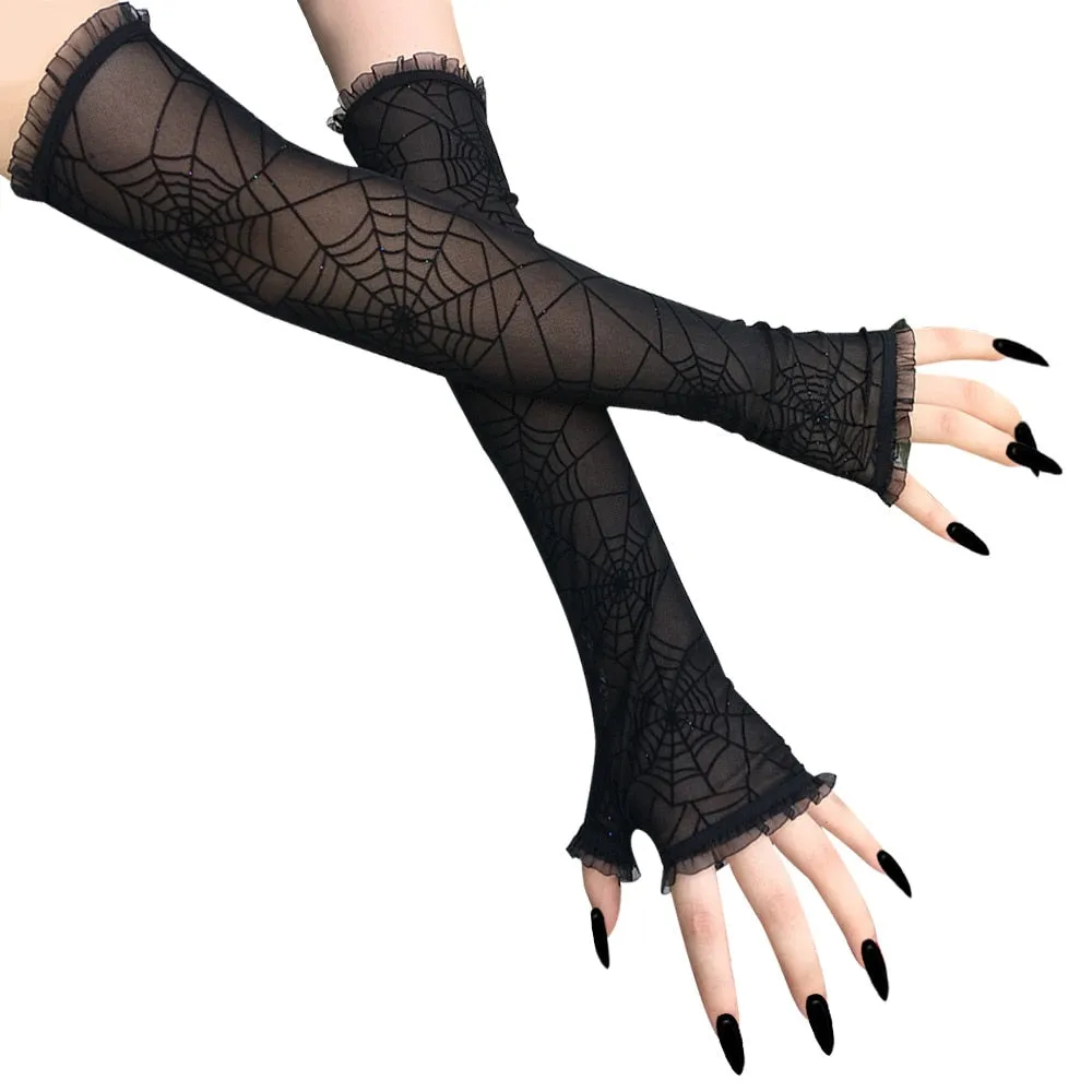 Spider Web Lolita Gloves