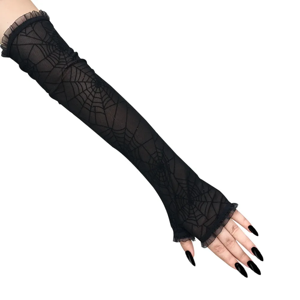 Spider Web Lolita Gloves