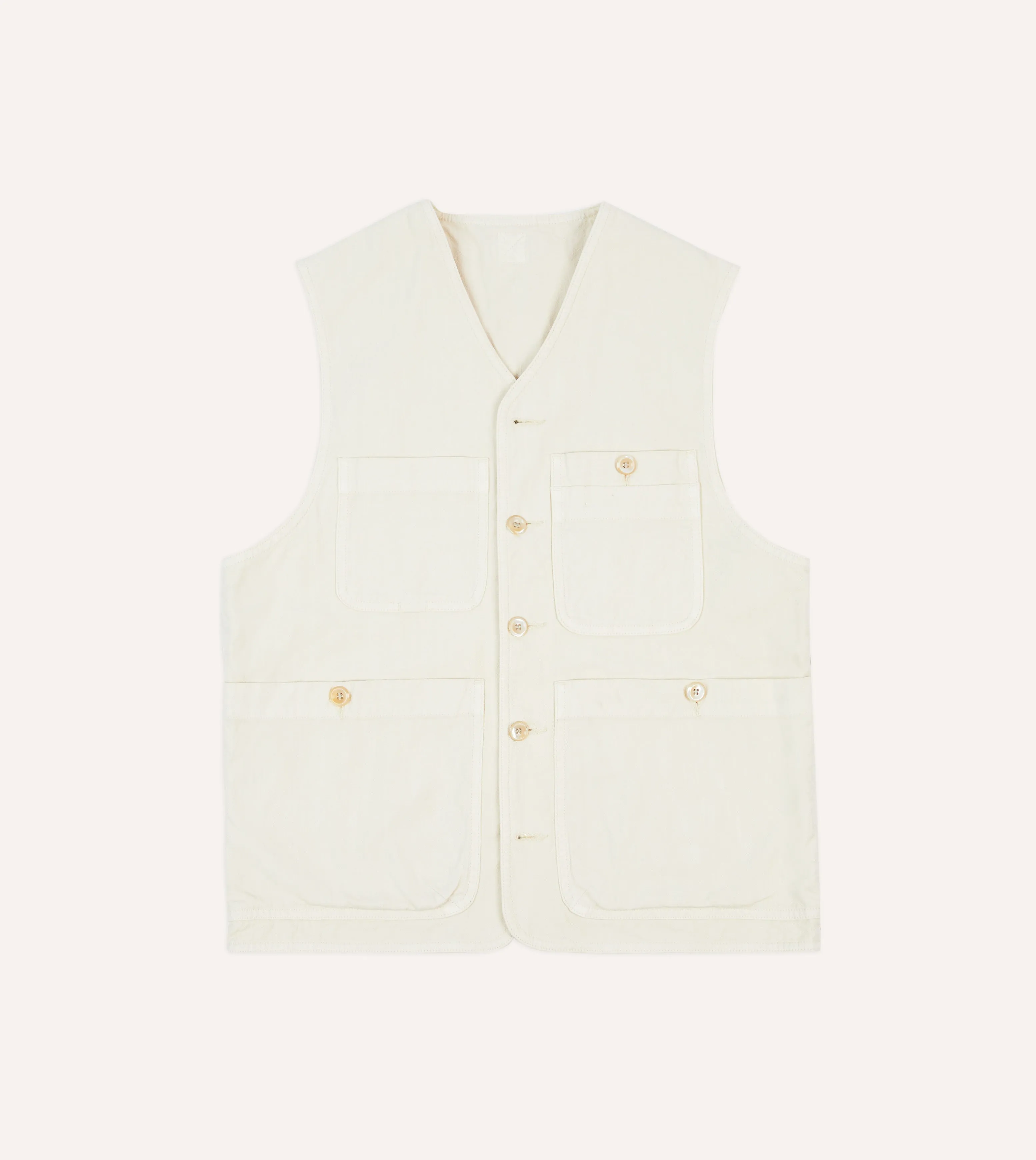 St. JOHN by Drake's Ecru Cotton Linen Potting Vest