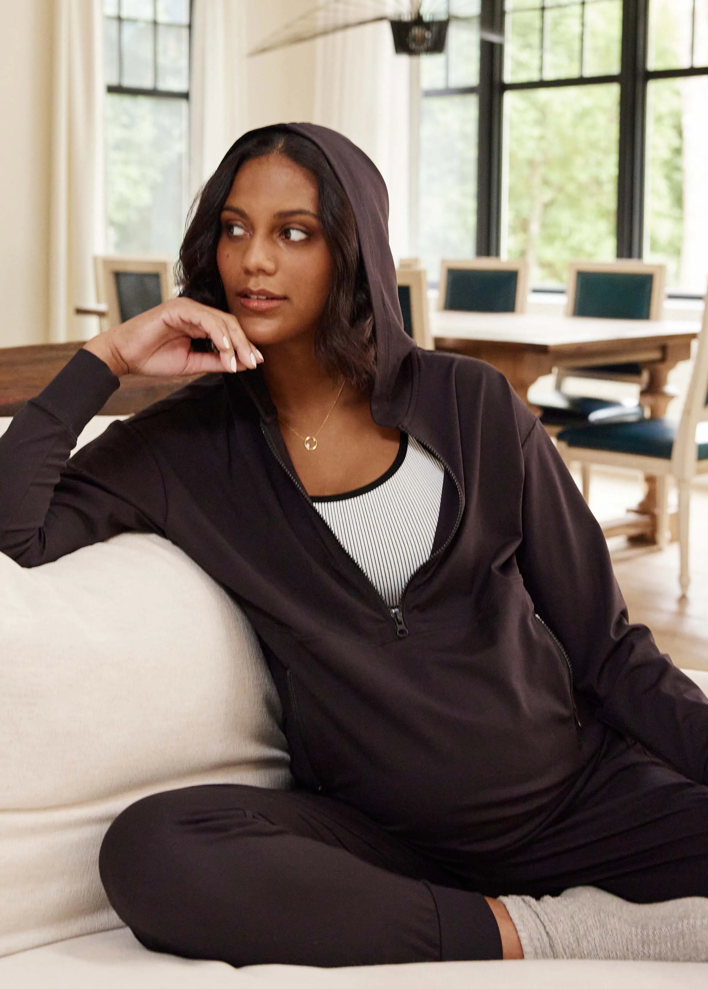 The Ultimate Maternity and Nursing Pullover Black