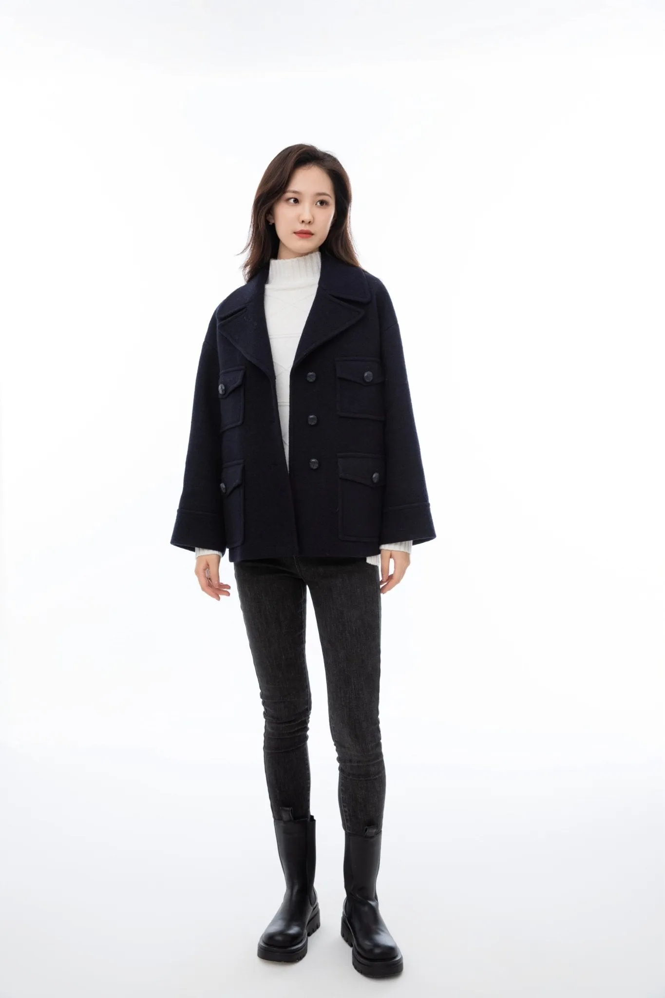 Twilight Blue Short Wool Coat