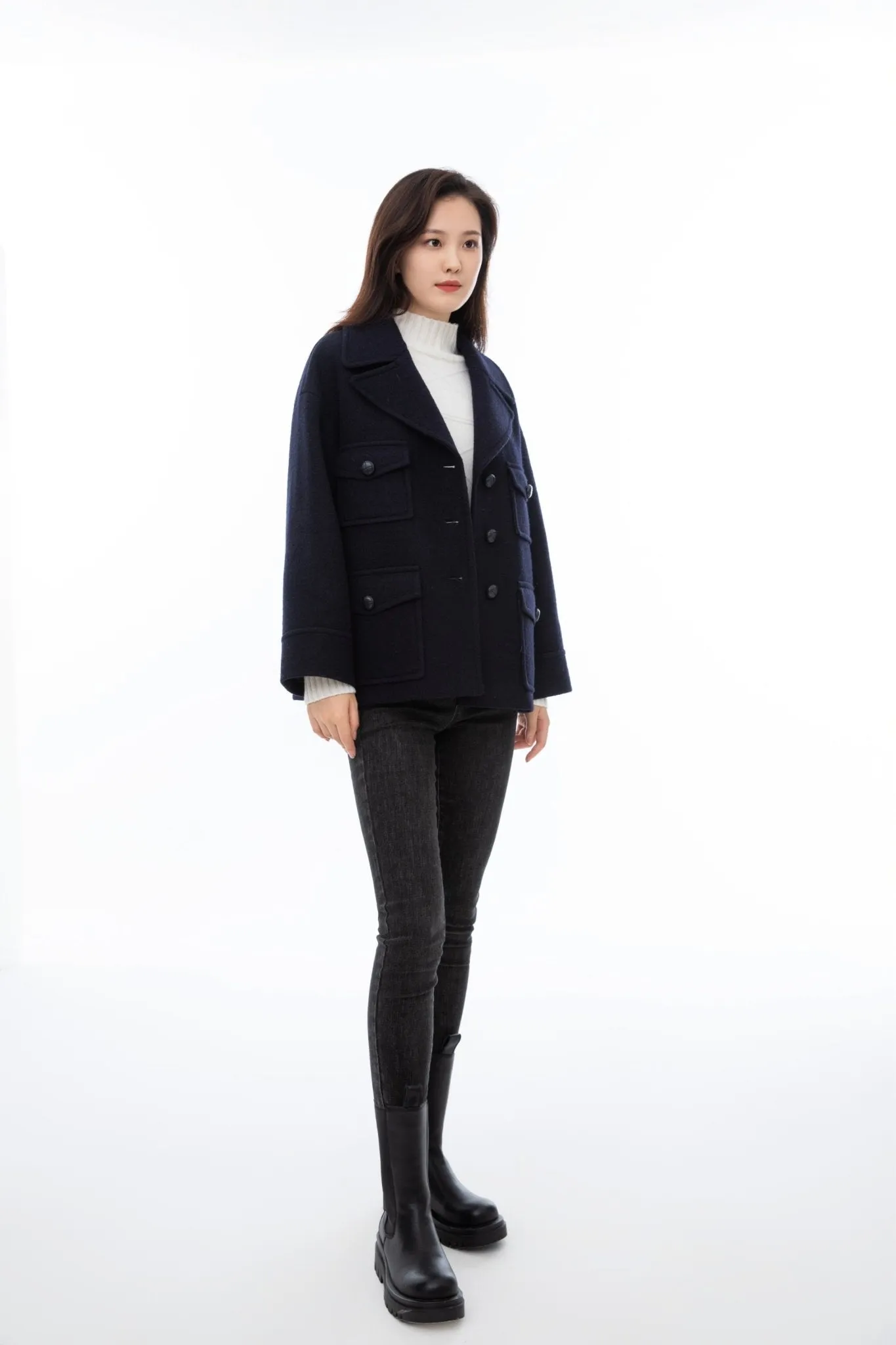 Twilight Blue Short Wool Coat