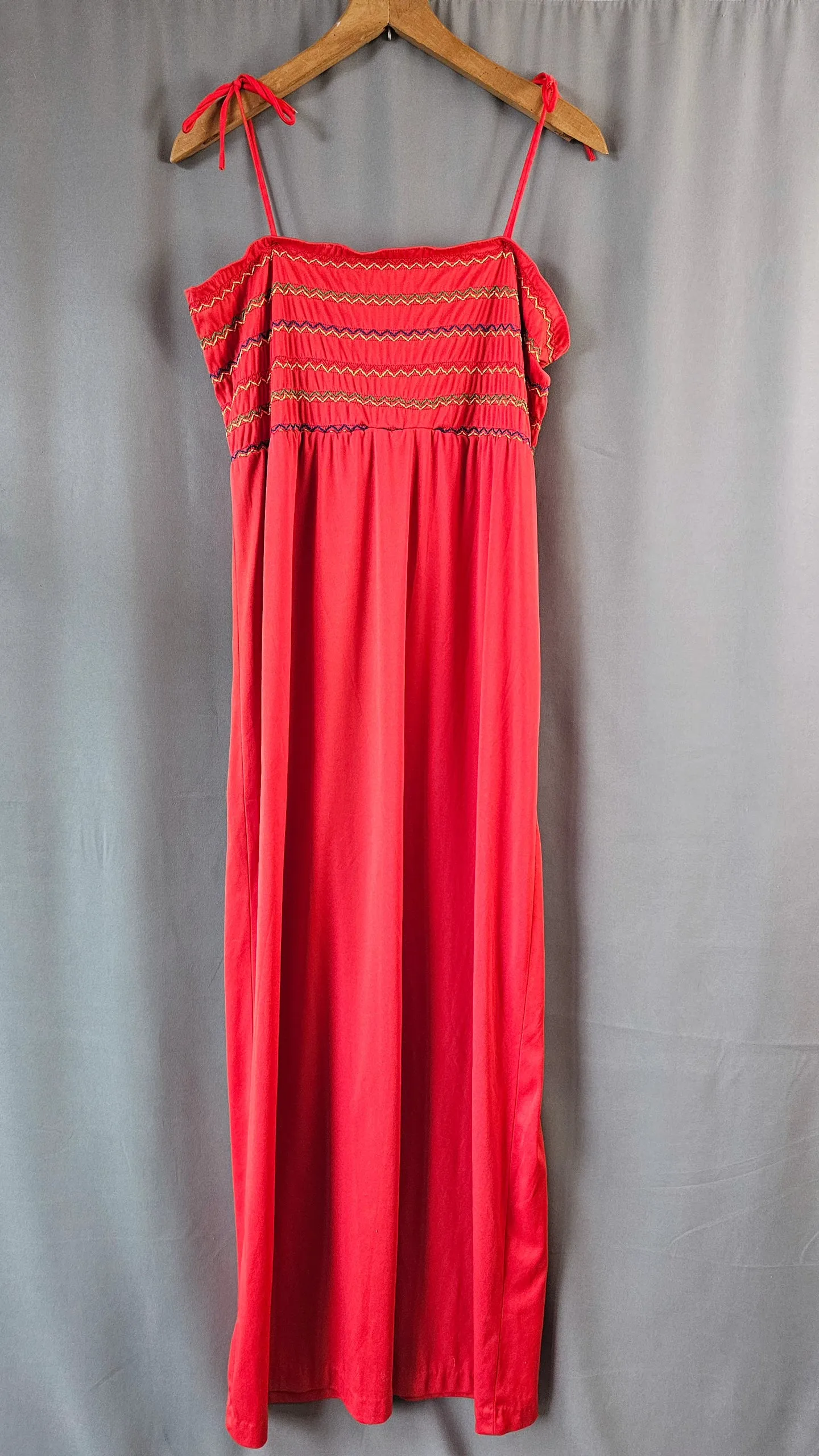 Vintage 1970s red rayon Maxi Dress