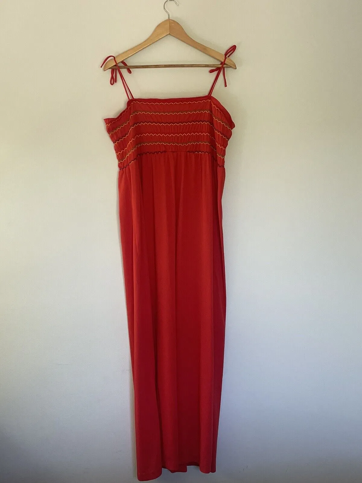 Vintage 1970s red rayon Maxi Dress