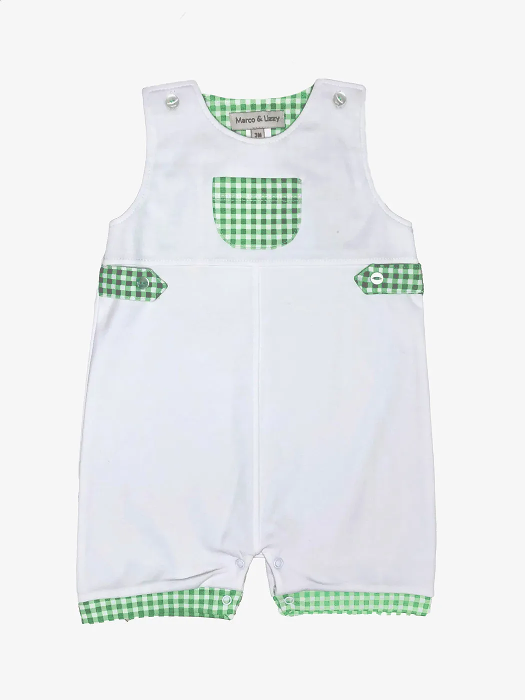 White and green Baby boy's checks overall