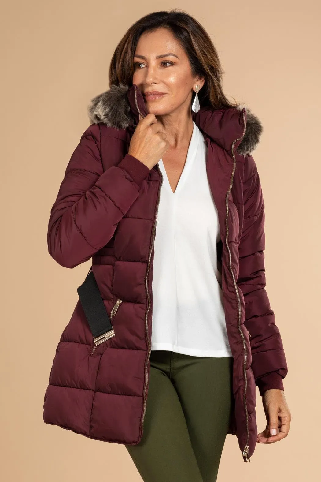 Women's Keeping Cozy Parka Puffer With Detachable Faux Fur-Trimmed Hood